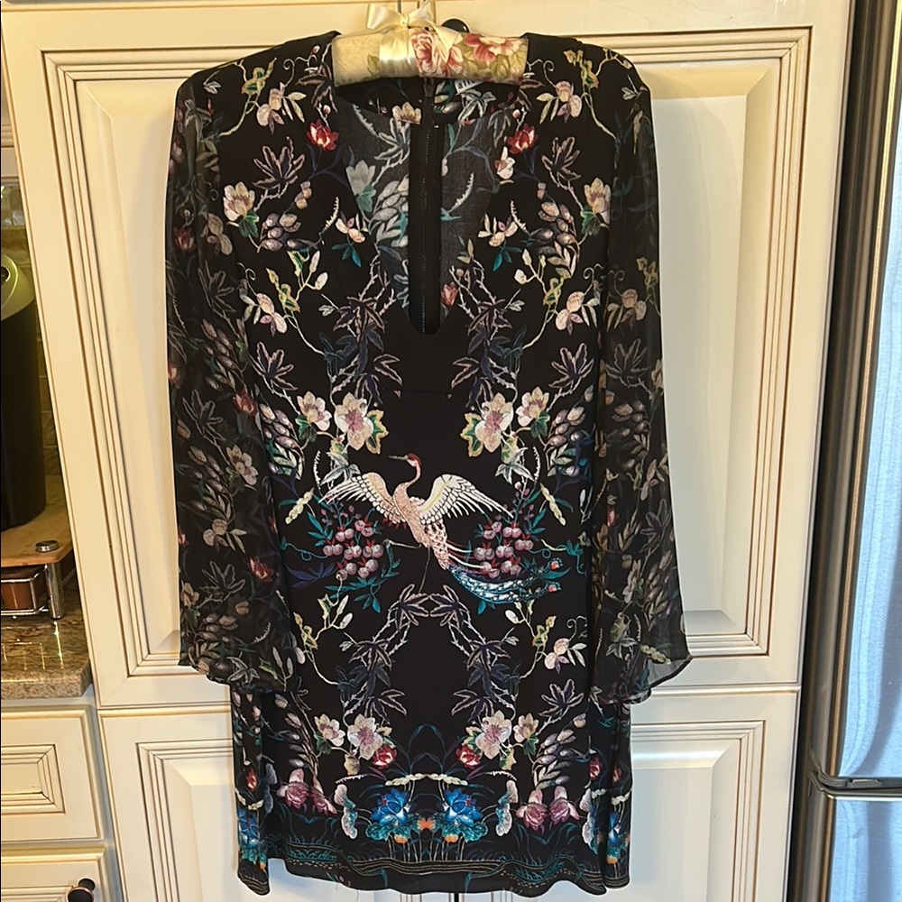 Alice + Olivia Black Sheath Dress with Long Bell Sleeves for Cocktail